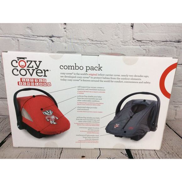 Wisconsin Badgers NCAA Cozy Cover Combo Pack Sun/Bug & Lightweight Car Seat Baby - Picture 6 of 6